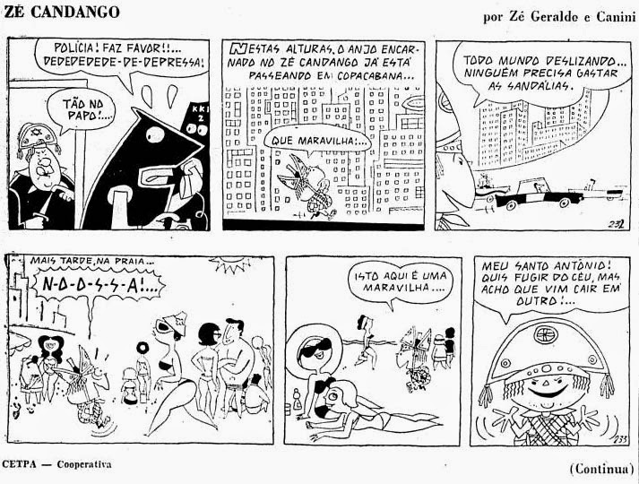 (A tira de Zé Candango no Jornal do Brasil)